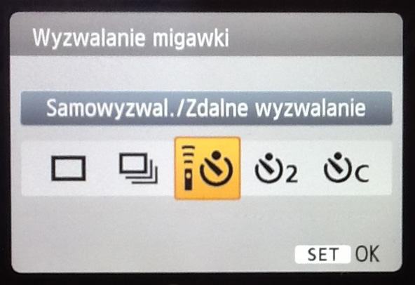 Ustawianie zdalnego wyzwalania w lustrzance Canon